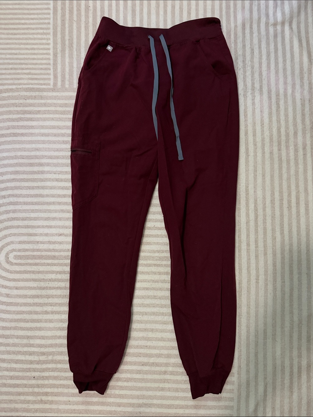 Figs Women's Maroon Jogger Pants with Gray Drawstring
